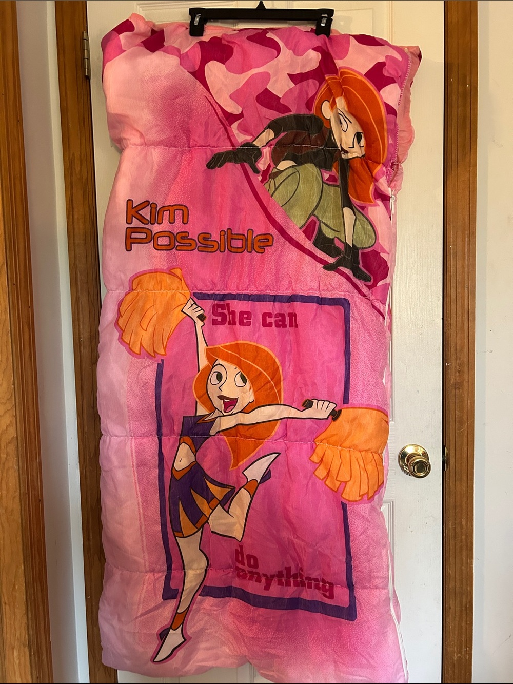 Vintage 80s 90s Kids Kim Possible Pink Sleeping Bag